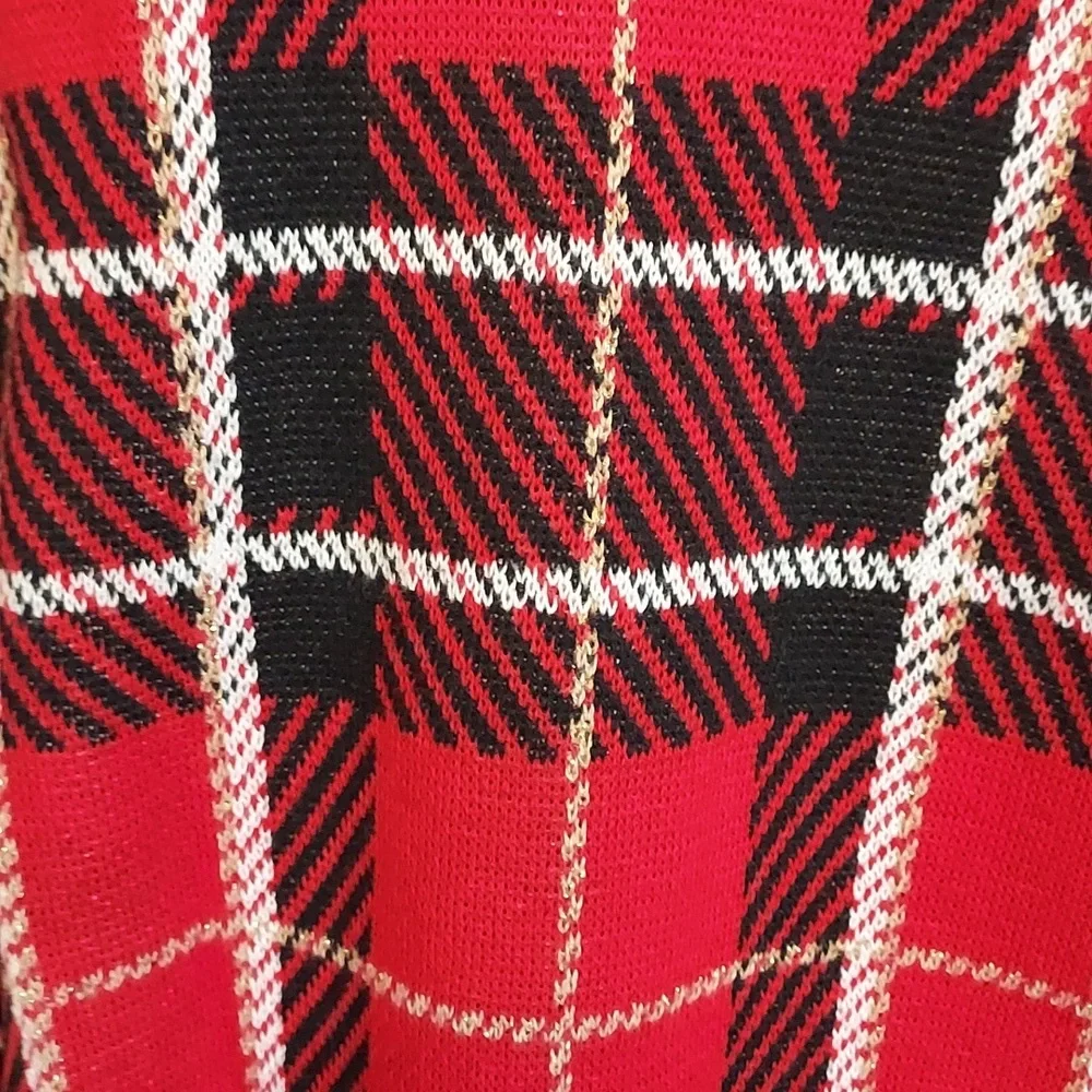 Macy's Charter Club Sweater Red Black Plaid Size L